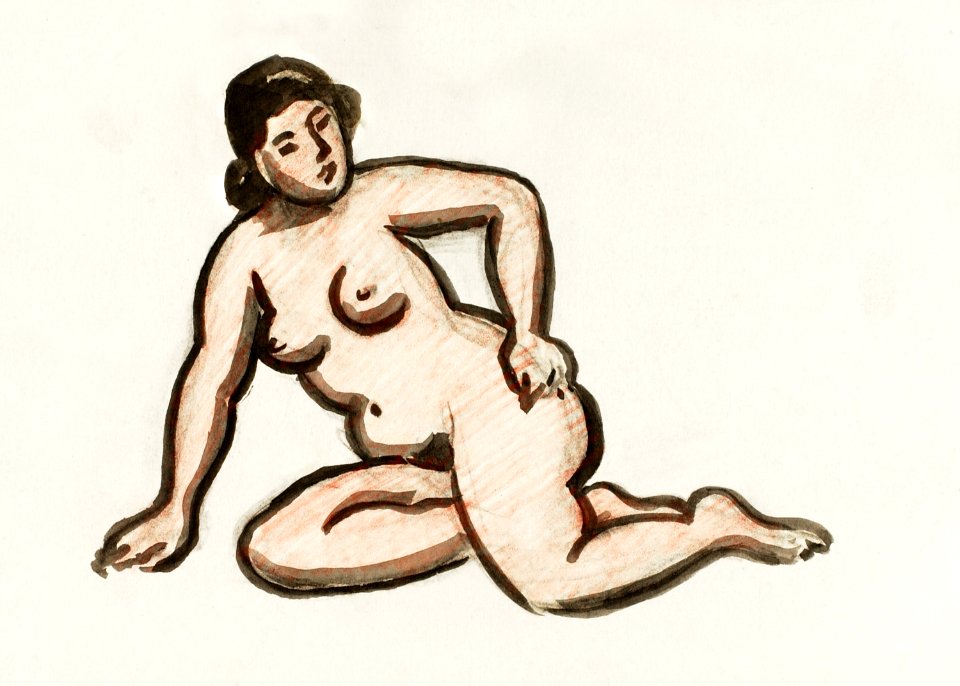 Naked Woman Showing Her Breasts Vintage Nude Illustration Female Nude By Carl Newman Original