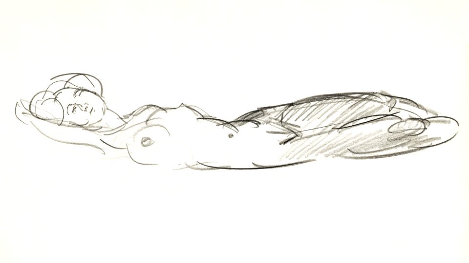 Naked Woman Showing Her Breasts Vintage Nude Illustration Reclining