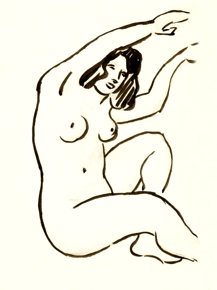 Naked Woman Showing Her Breasts Vintage Nude Illustration Female Nude By Carl Newman Original