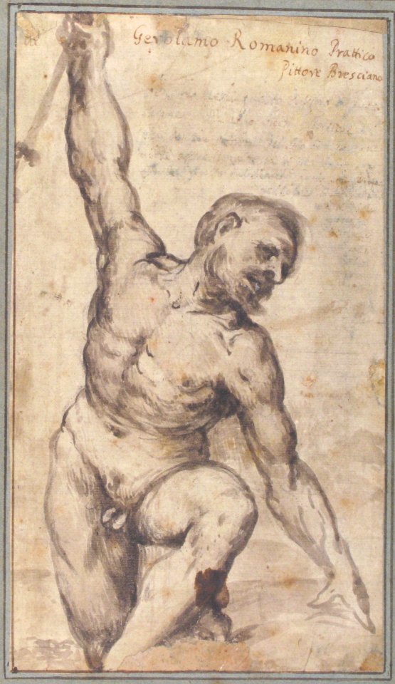 Nude Male Figure With Upraised Right Arm Met Free Stock