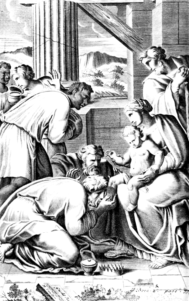 The Wise Men Worship The Baby Jesus Free Stock Illustrations