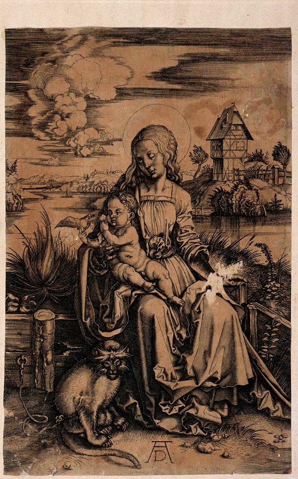 Albrecht Dürer La Virgen con el Niño Free Stock Illustrations