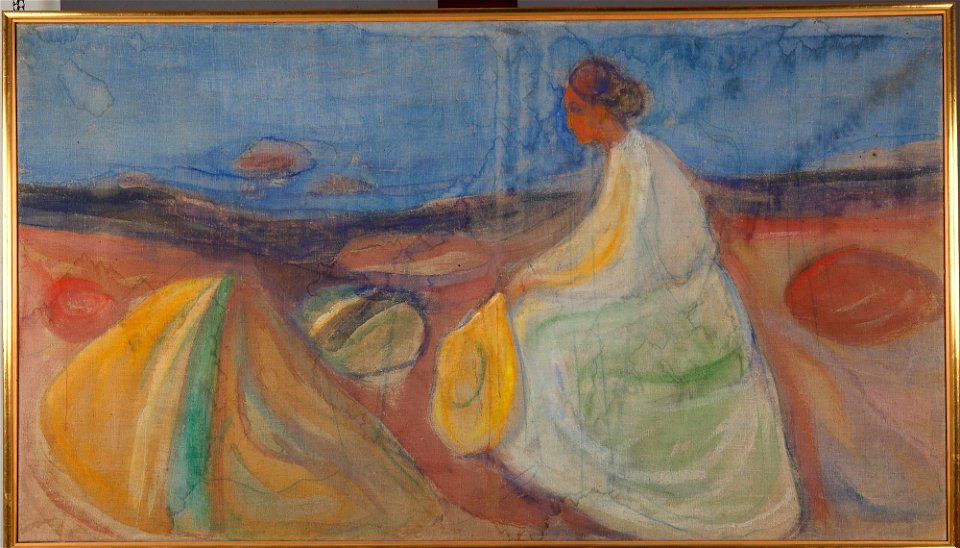 Edvard Munch Woman In White Sitting On The Beach Mm M Munch