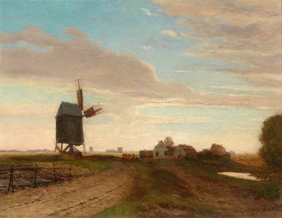 Eugène Jettel Landschaft mit Windmühle 1881 Creazilla