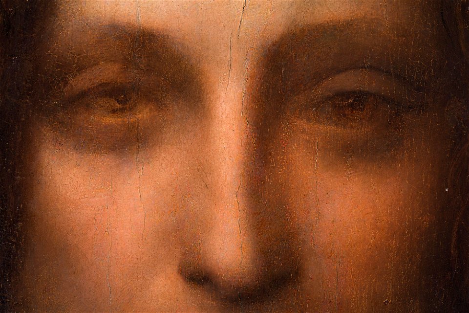 Leonardo Da Vinci Salvator Mundi Detail Of Eyes And Nose Free Stock