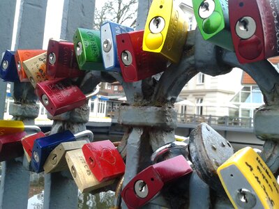 Love castle fence padlocks photo