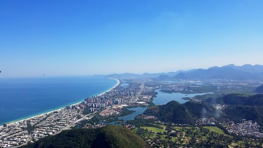 Blue Sky coastline panorama photo