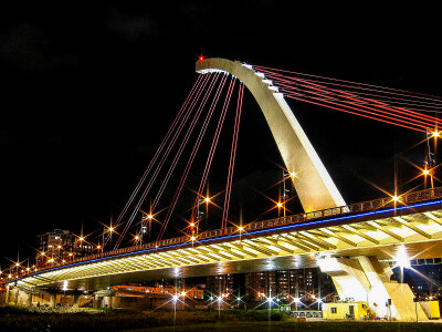 Dazhi Bridge in Taipei Taiwan, at night