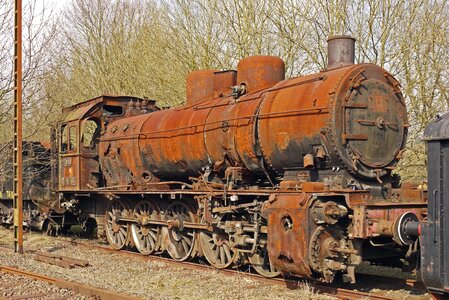 Abandoned cast iron locomotive photo