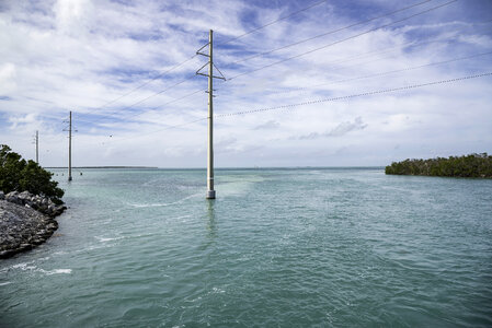 Telephone Poles in the shallow ocean photo