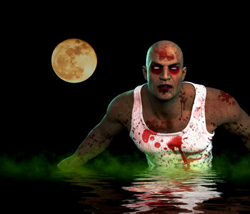 Monster Zombie rises by the moonlight photo