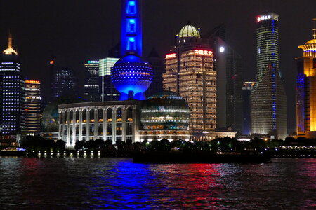 Cityscape Night Pudong Bund Shanghai