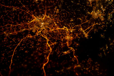 Liege, Belgium at Night taken from the ISS photo