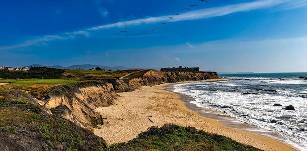 Beach beach erosion cliff photo