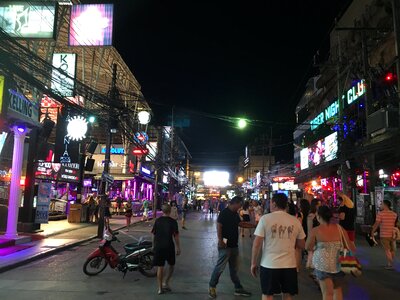 tourists are shopping at old town night market in Phuket