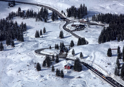 Road in Winter Mountain Landscape photo