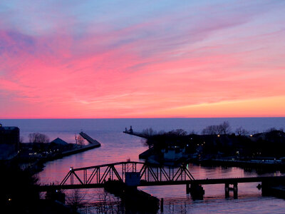 The Sun Setting over Lake Michigan photo