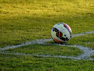 Corner lawn soccer ball photo