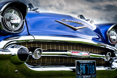 Shiny Blue Vintage Chevrolet Car photo