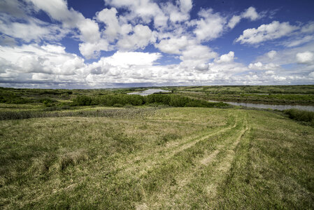 Grassland and river scenery in Saskatchewan photo