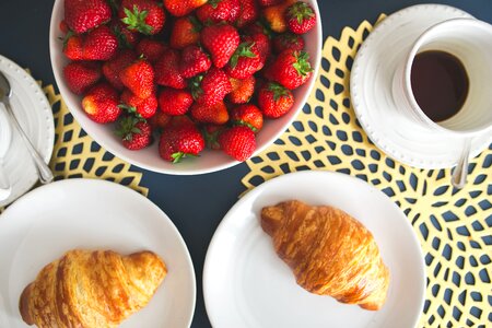 Croissants Coffee and Strawberries photo