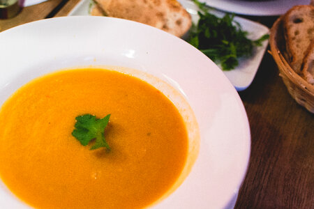 Carrot ginger soup in an aussie restaurant photo