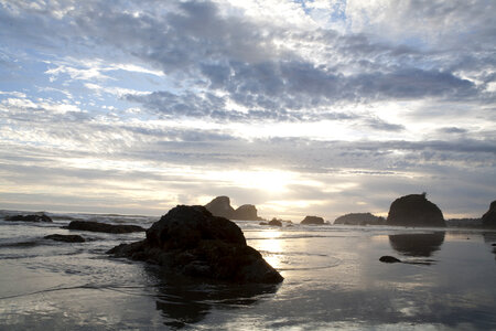 Sunset with sky and clouds and landsdcape photo