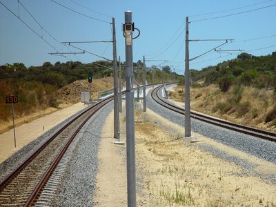 Railway upper lines transport photo