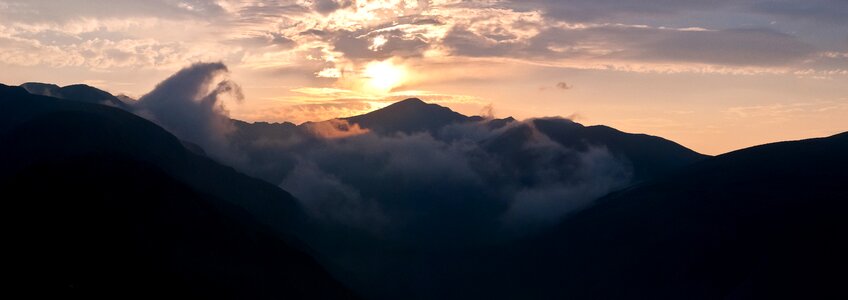 Sunset landscape hiking