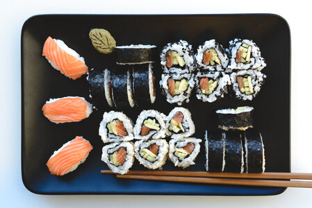 Homemade Salmon Sushi Set photo