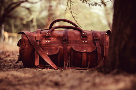 Brown Leather Duffel Bag photo