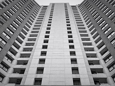 Building Facade in Black and White photo