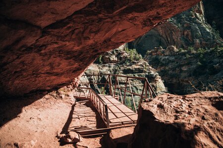 Walking Bridge Through Canyon Caves photo