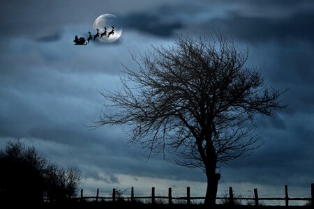 Santa claus santa before the moon santa brings gifts
