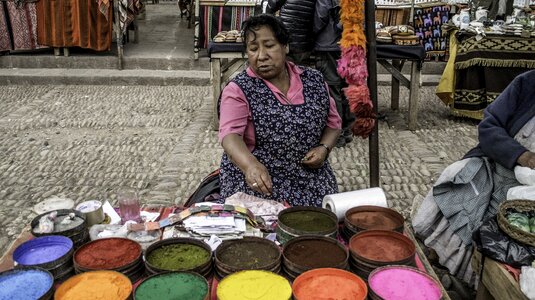 Market dye seller colorful photo