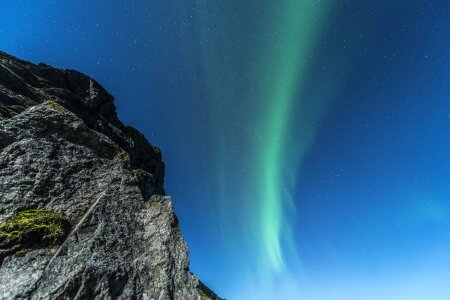 Incredible Aurora Borealis activity above the coast in Norway photo