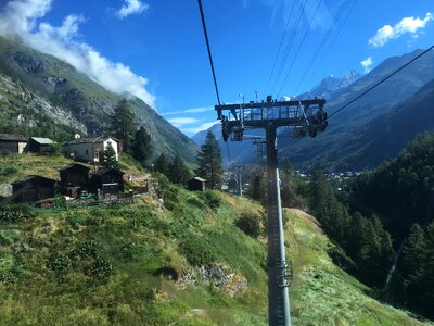 Cable car with Matterhorn in mountains near Zermatt photo