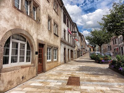 Village buildings street photo