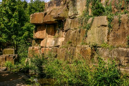 Rock wall garden away photo