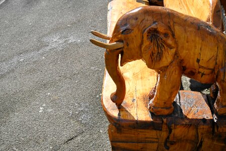 Bench elephant wooden photo