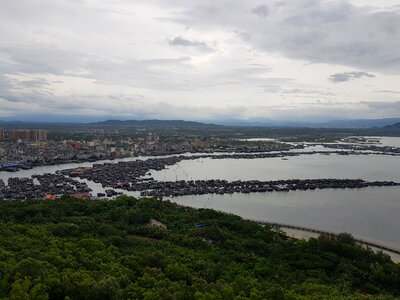 Panorama of the city from the park Luhuitou. Sanya, Hainan, China photo