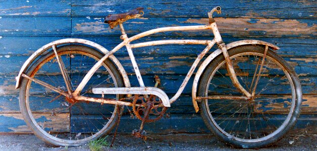 Vintage grunge blue bike photo