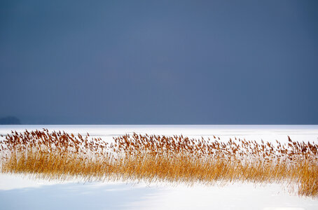 Frozen Winter lake landscape photo