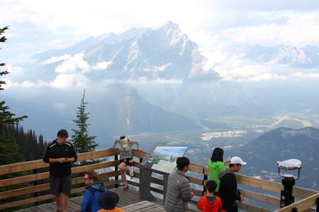 Hikers enjoying scenic Canadian Rocky Mountains