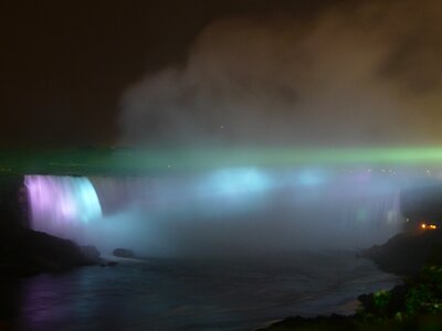Waterfall night lighting