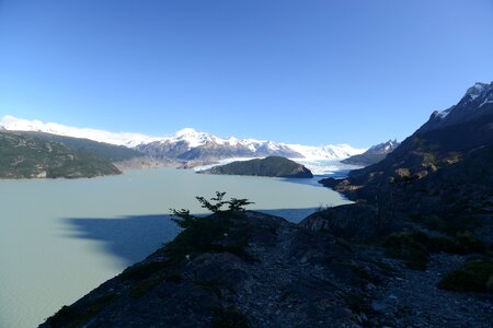 Pehoe Lake and Los Cuernos in the Torres del Paine National Park photo