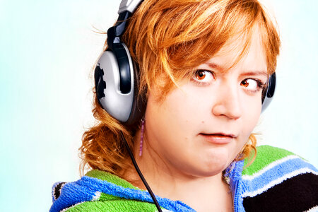 woman in headphones photo