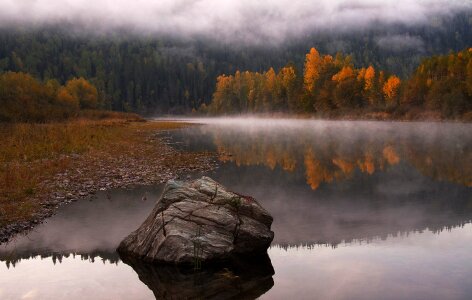 Autumn lake trees photo