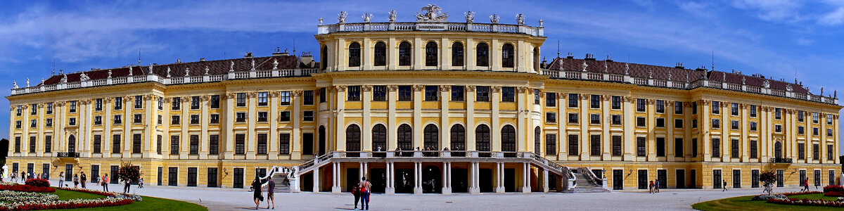Schönbrunn Palace Panoramic in Vienna, Austria photo