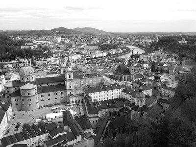 Aerial architecture black and white photo